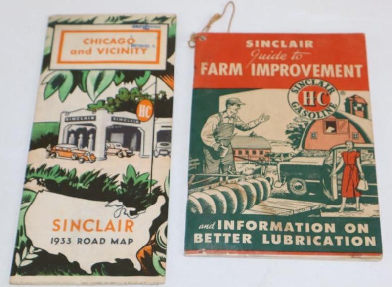 Group of 2 1933 Sinclair 5 Pannel Road Map and H-C Farm Guide (1 of 2)