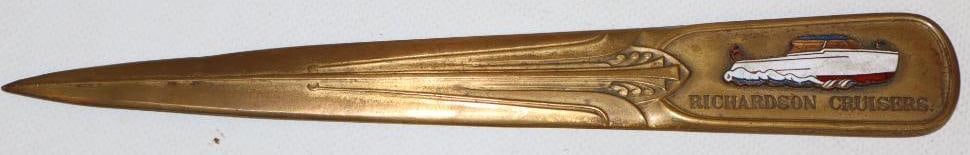 Brass and Cloisonne Richarson Cruisers Letter Opener: 9" x 1.25"