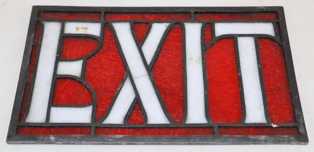 Stained Glass Exit Sign: 13" x 8"