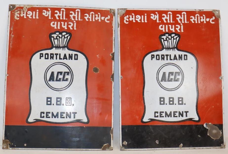 Group of 2 ACC Portland Cement Single Sided Porcelain Advertising Signs (1 of 2)