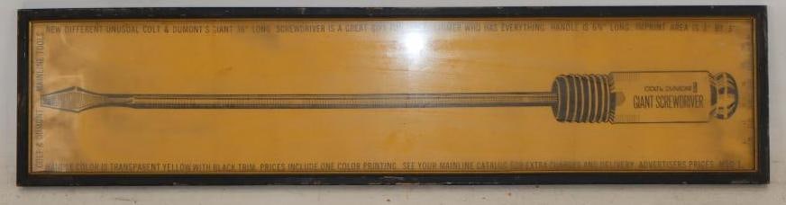 Colt & Dumont Giant Screwdriver Framed Advertisement: 26.5" x 6.5" x 0.5"