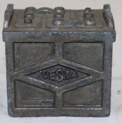 Vesta Cast Battery Shaped Paperweight: 2" x 1.5" x 2"