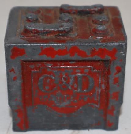 C&D Cast Battery Shaped Paperweight: 1.5" x 1.5" x 1"