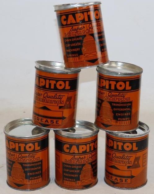 Group of 6 NOS Capitol One Pound Grease Cans (1 of 2)