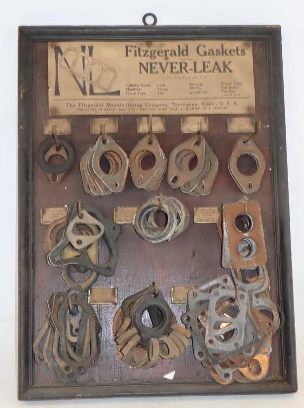 Fitzgerald Never-Leak Gaskets Wood Framed Advertising Display: 24.5" x 17.75" x 1"