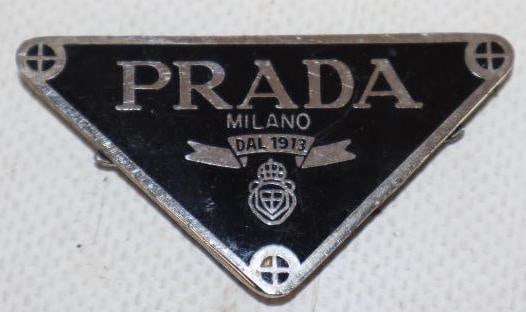 Prada Cloisonne Unused Designer Purse Emblem: 2.25" x 1"