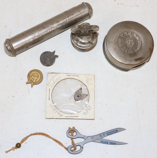 Group of 7 BF Goodrich Advertising Lapel Pins, Pinback badge, Tire Repair Tool, Emergency Cup & (1 of 4)