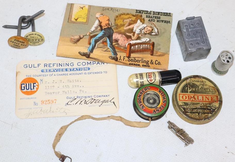Group of 10 Seiberling, Gulf, Esso, Stromberg, Cities Service & Cooper Rubber Company Advertising: Largest is 5"x 3"