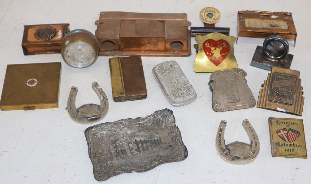 Group of 15 Advertising Paperweights, Ashtray, Clips, & Other Household Items (1 of 5)