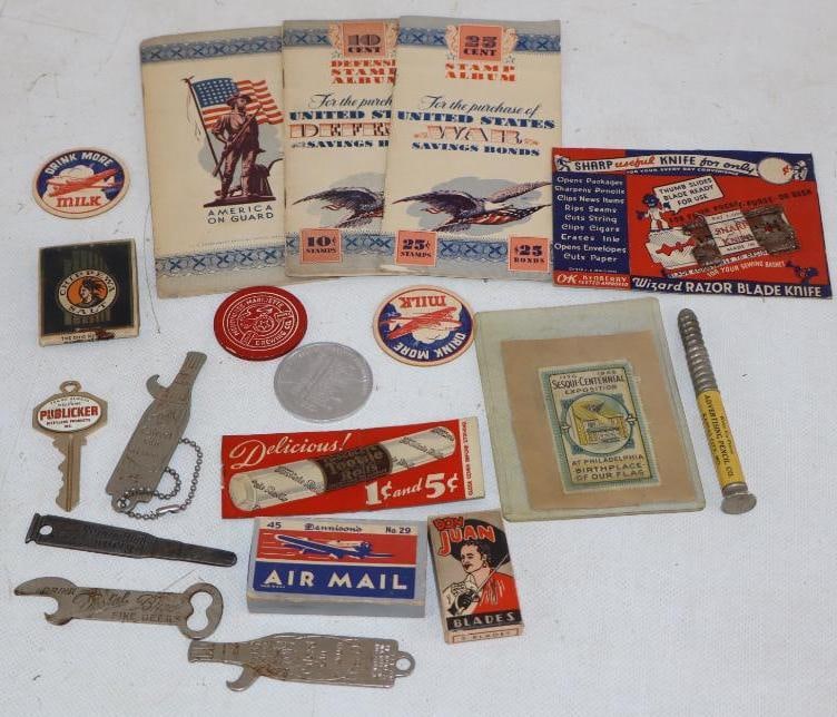 Group of 18 Advertising Bottle Openers, Pamphlets, Razor Blades, & Pencil (1 of 5)