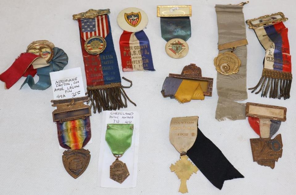 Group of 11 Early Advertising Pinback Badges with Ribbons (1 of 5)