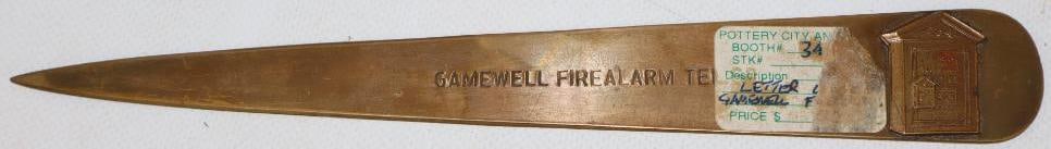 Gamewell Fire Alarm Brass Embossed Letter Opener (1 of 3)