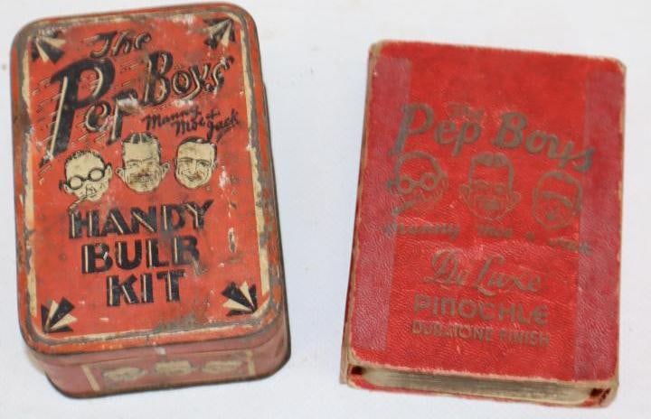 Group of 2 Pep Boys Automotive Lightbulb Tin and Playing Cards (1 of 3)