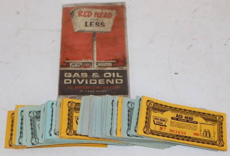 Group of 173 Red Head Coupons and Stamp Book: Largest is 6" x 3"