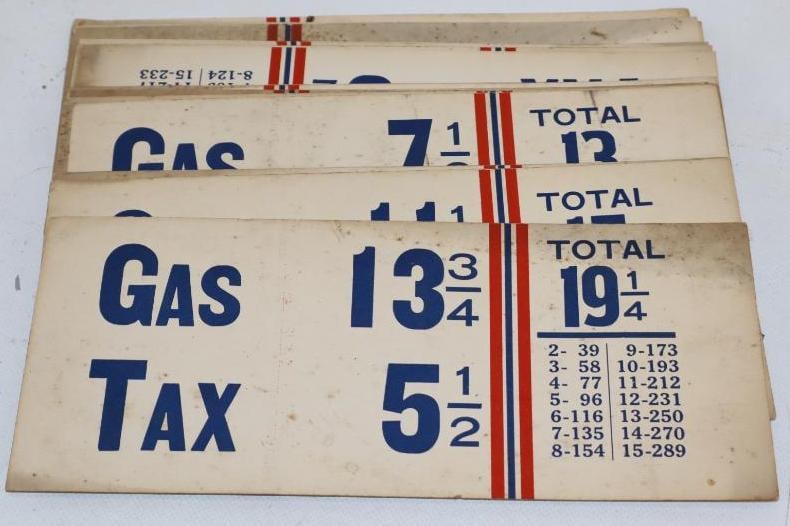 Group of 21 Double Sided Gas Pump Pricer Box Inserts (1 of 2)