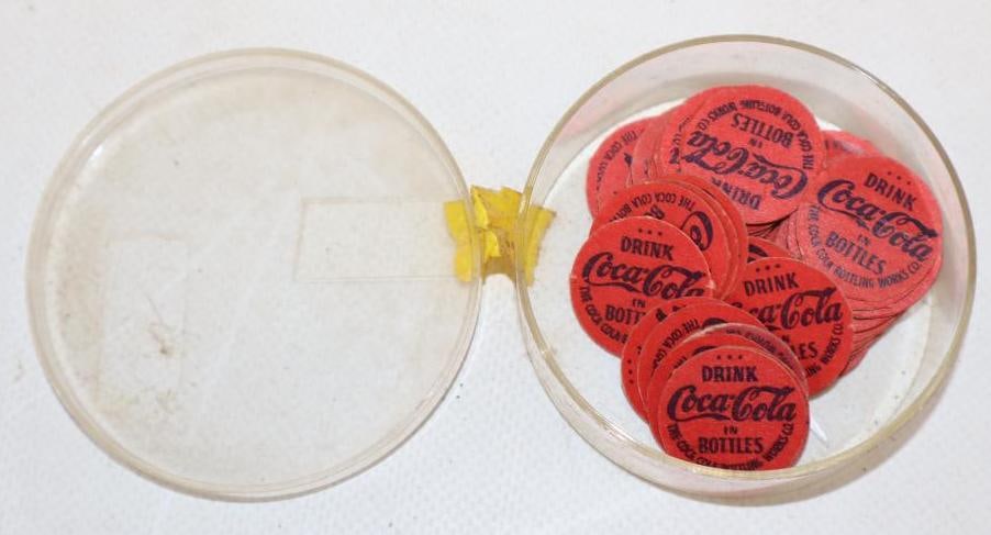 Group of 61 Drink Coca-Cola Double Sided Bingo Chips: 1" x 1" each