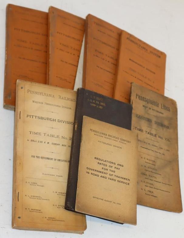 Group of 7 1910's Pennsylvania Railroad Regulations and Time Table Books (1 of 3)