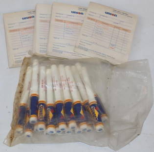 Group of 21 Sunoco Advertising Pens and Unused Union 76 Receipt Books: Largest is 5.5" x 4.25" x 1"