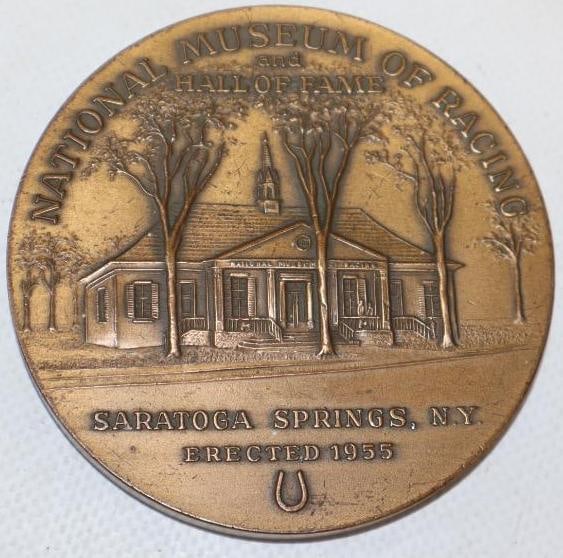 1955 National Museum of Racing Hall of Fame Bronze Embossed Paperweight: 3" x 3"