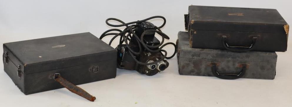 Group of 4 Victor and Society for Visual Education TRI-Purpose Projectors, and Movie Camera: Largest is 14" x 9" x 4"