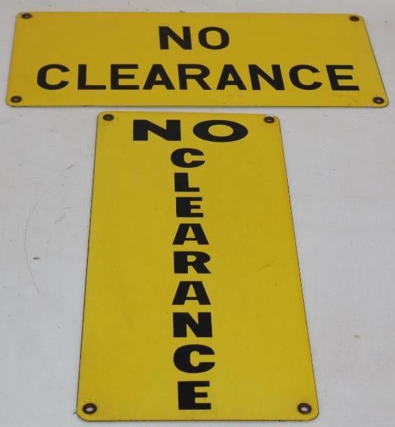 Group of 2 Single Sided Porcelain No Clearance Industrial Signs (1 of 2)
