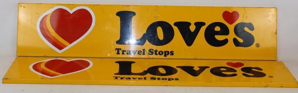 Pair of Love's Travel Stops Gas Station Advertising Signs: 46.5" x 9.5" x 1" each