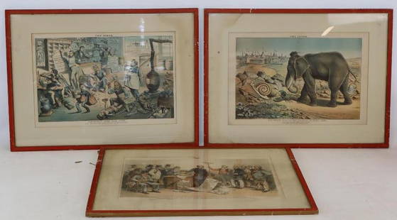 Group of 3 Frank Beard and Hamilton Framed Political Advertising Posters: 26" x 19" x 1" each