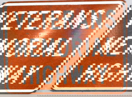 Veterans Memorial Highway Heavy Aluminum Street Sign: 24" x 18"