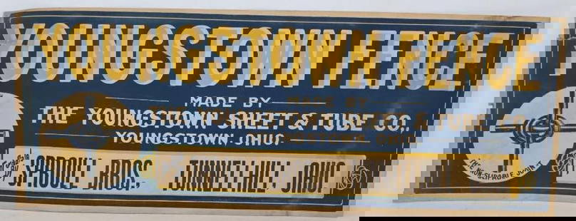 Early Youngstown Fence Advertising Cardboard Sign: 34" x 13"