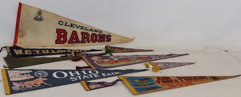 Group of 10 Ohio Related Points of Interest Advertising Felt Pennants (1 of 3)