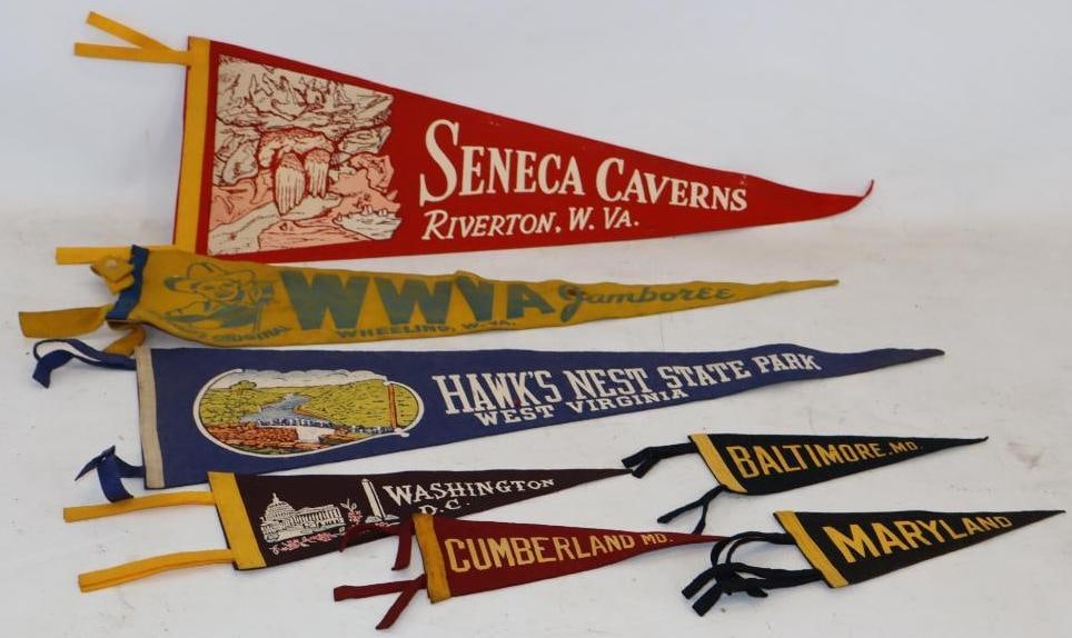 Group of 8 WWVA Jamboree, Cumberland, Maryland, Baltimore, DC, Hawk's Nest State Park, and Seneca: Largest is 8.5" x 26"