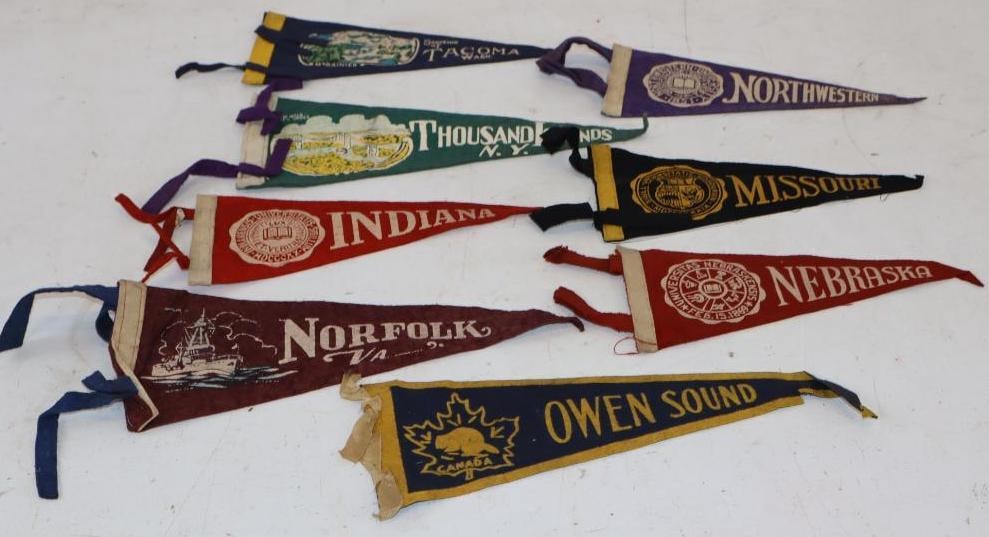 Group of 8 New York, Missouri, Indiana, Virginia, Nebraska, Washington, and Canada Advertising Felt: Largest is 4.5" x 11"