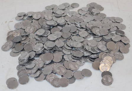 Group of 340 Ohio Tested and Sealed Aluminum Embossed Tags: 1.25" x 1.25" each