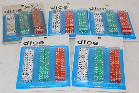 Group of 5 48 Count Dice Countertop Easelback Displays: 7.5" x 10" each