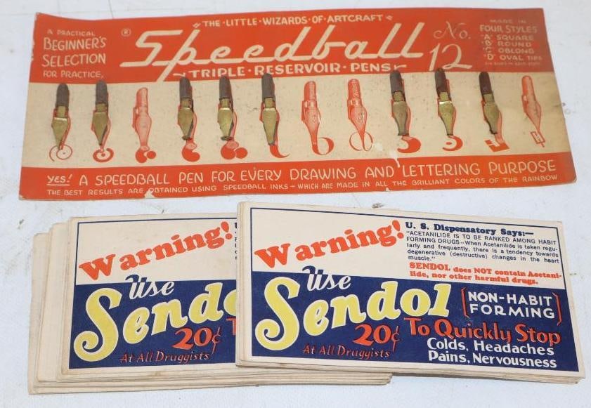 Group of 26 Ink Blotters, and Speedball Reservoir Pen Tips Display (1 of 2)