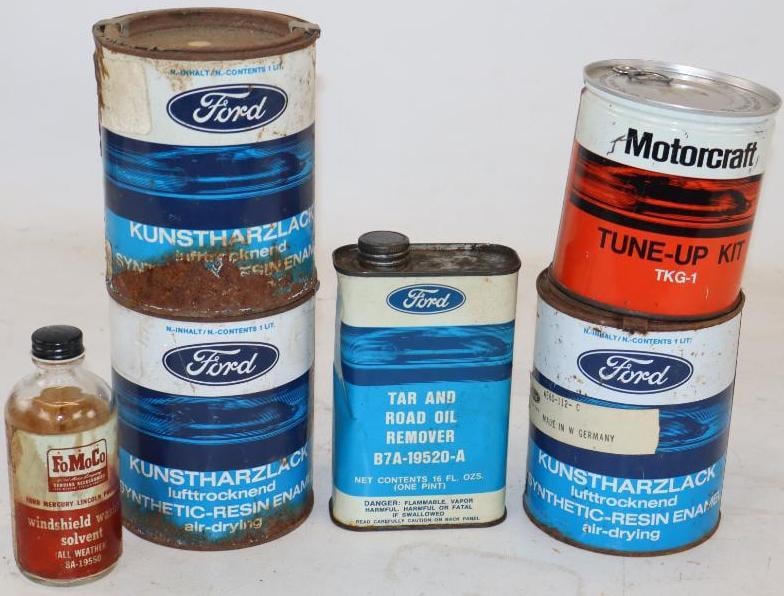 Group of 6 Ford Tune Up Kit,  Tar Remover, Windshield Washer Solvent, and Synthetic Yellow Enamel (1 of 2)