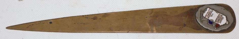 Adam's Bag Company Cleveland Cloisonne and Brass Letter Opener: 9" x 1.25"