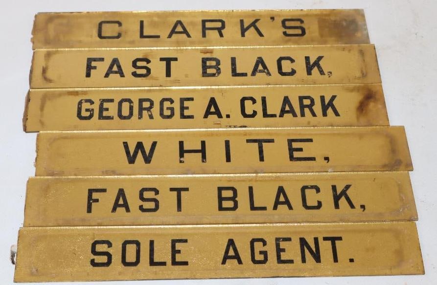 Group of 6 Clark's Thread Spool Cabinet Glass Pannel Signs (1 of 2)
