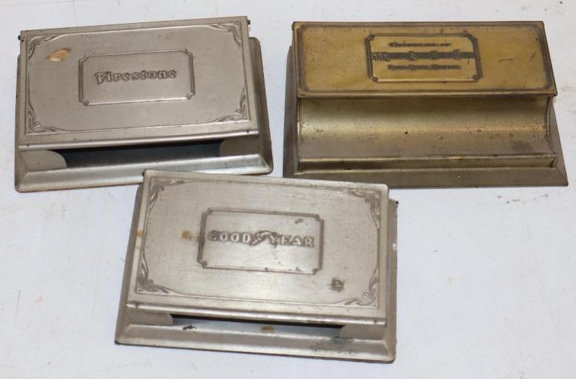 Group of 3 Firestone, Goodyear, and HM Reynolds Asphalt Shingle Company Advertising Desktop: Largest is 5.5" x 3.5" x 1.5"