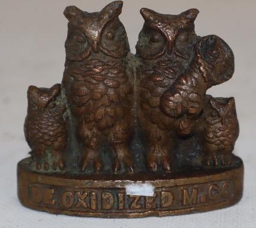 Brass Deoxidized Company Brass Owl Paperweight: 2.75" x 2.25" x 1.25"