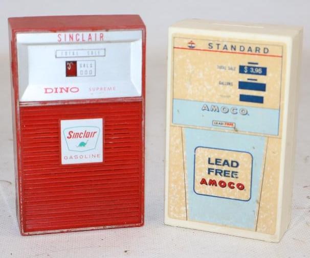 Group of 2 Gas Pump Shaped Sinclair Transistor Radio and Amoco Coin Bank (1 of 2)