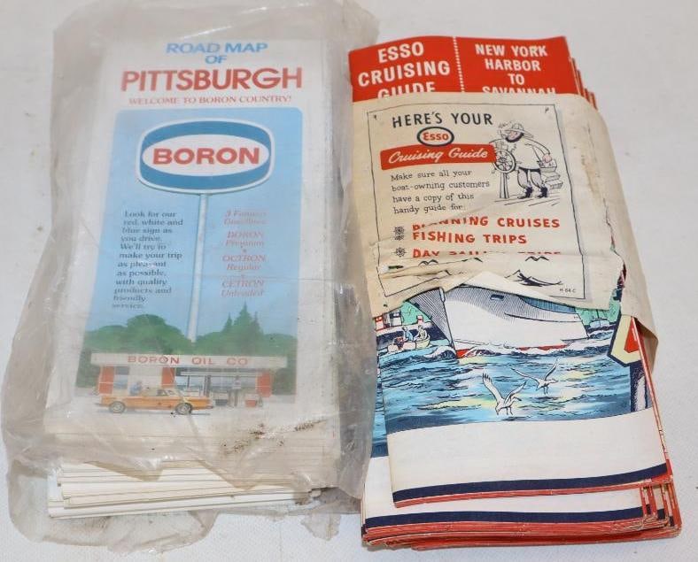 Group of 35 NOS Boron Road Maps and Esso Cruising Guides: 10" x 4" each