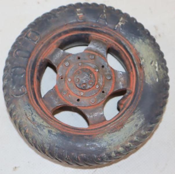 Early Metal Goodyear Advertising Tire: Marked S.S. Sana. 4.5" x 4.5" x 1"