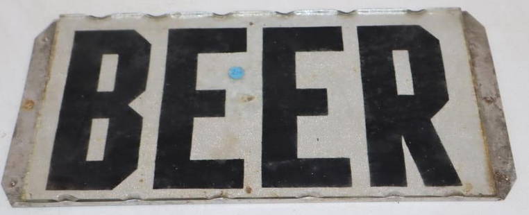 Reverse Painted Glass Beer Advertising Sign: 14.5" x 7"
