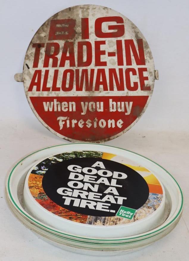 Group of 6 Firestone and Kelly Tire Setter Insert Advertising Signs (1 of 3)