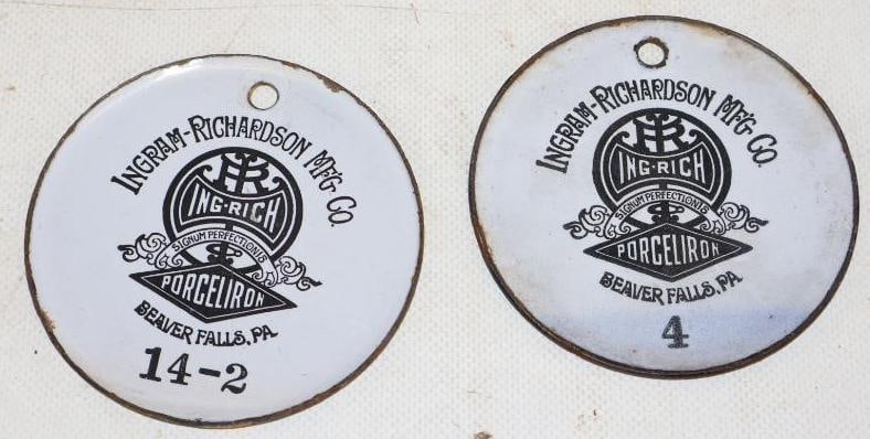Group of 2 Ingram-Richarson MFG Co. Porcelain Sample Plates: 3.25" x 3.25" each