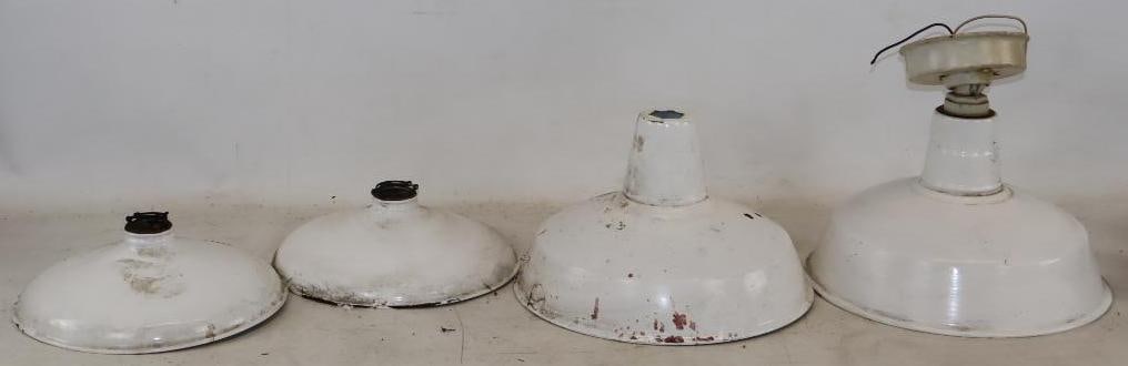 Group of 4 White Porcelain Gas Station Lamp Shades (1 of 3)