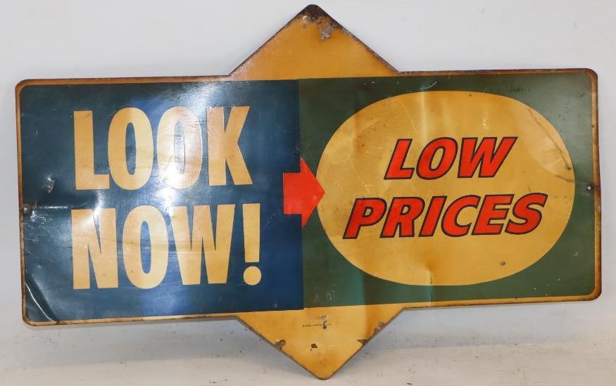Look Now Low Prices Painted Metal Advertising Sign (1 of 2)