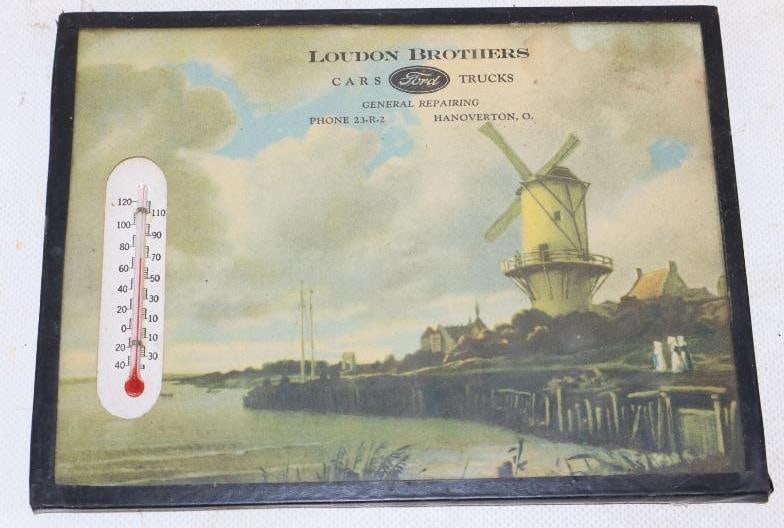 Loudon Brothers Ford Cars and Trucks Advertising Thermometer: 8" x 6"