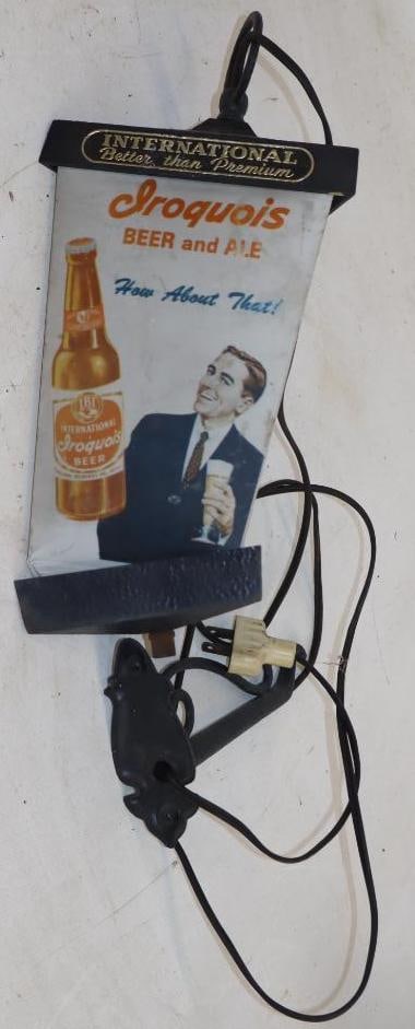 Iroquois Beer and Ale Hanging Advertising Light Up Sign (1 of 3)